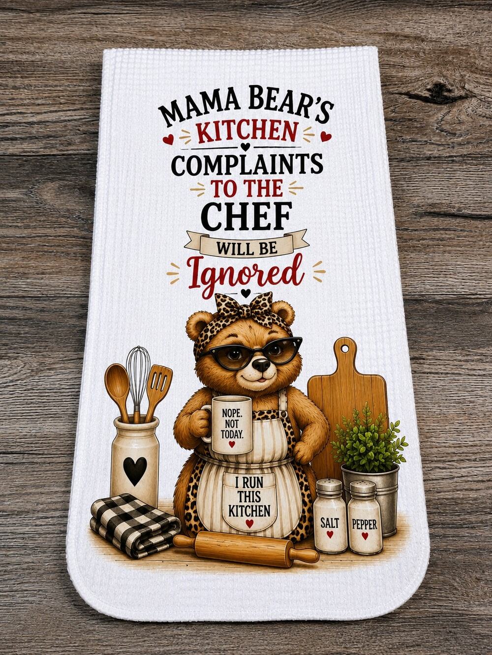 Mama Bear’s Kitchen Funny Waffle Weave Kitchen Towel – Complaints to the Chef